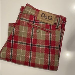 D&G Dolce and Gabbana red plaid pants size Sm